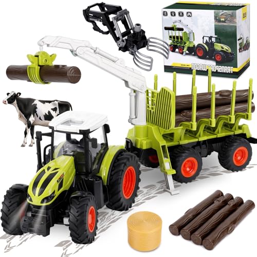 IEEILULU Ferngesteuerter Traktor Ferngesteuert, RC Traktor Spielzeug, 2.4 Ghz, 1:24, Traktor mit Anhänger, Holzgreifer, Frontlader und 4 Baumstämmen, Holztransporter Spielzeug ab 3 4 5 6 Jahre IEEILULU Ferngesteuerter Traktor Ferngesteuert, RC Traktor Spielzeug, 2.4 Ghz, 1:24, Traktor mit Anhänger, Holzgreifer, Frontlader und 4 Baumstämmen, Holztransporter Spielzeug ab 3 4 5 6 Jahre von IEEILULU