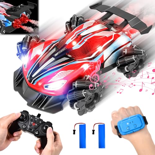 IEEILULU Ferngesteuertes Auto, RC Stunt car mit Handsteuerung, Stunt Auto Drift 4WD, Licht und Dampfspray, 2.4Ghz All Terrain Drift Car, Geschenke für Kinder ab 6 7 8 9 10 11 12 13 Jahre（Rot） von IEEILULU