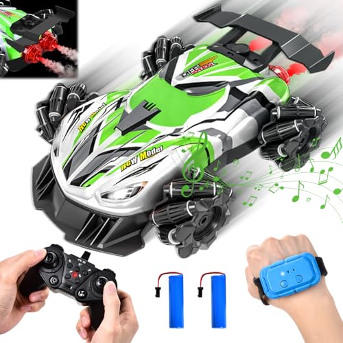 IEEILULU Ferngesteuertes Auto, RC Stunt car mit Handsteuerung, Stunt Auto Drift 4WD, Licht und Dampfspray, 2.4Ghz All Terrain Drift Car, Geschenke für Kinder ab 6 7 8 9 10 11 12 13 Jahre (Grün) von IEEILULU