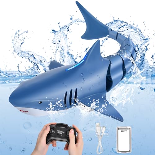 IEEILULU Ferngesteuerter Hai, 2.4GHz Ferngesteuertes Hai-Spielzeug mit USB, Pool Spielzeug, Simulation RC Hai Wasserspielzeug Geschenk für 8+ Jahre Jungen Mädchen Schwimmbad von IEEILULU