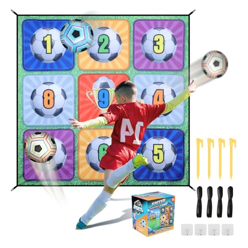 IEEILULU Fußball Spielset für Kinder, Fußball Spielmatte Set Faltbare Flanell Fussballtor mit Wertungszahlen und Klebstoff Fußball für Kinder für Garten Indoor Outdoor Spiele (Grün) von IEEILULU