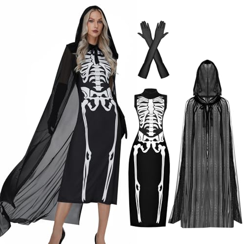 IEEILULU Halloween Kostüm Damen Geister Schwarze Geisterbraut böse Königin (L) von IEEILULU