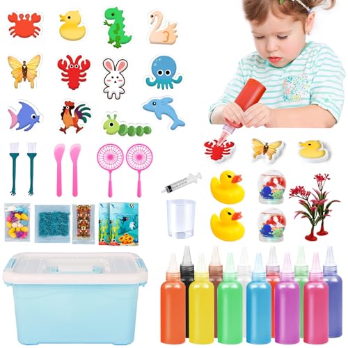 IEEILULU Aqua Gelz Set, Magischer Wasserelfe mit 12 Flaschen Farbgel, 3D Magic Gels mit Aufbewahrungsbox, Magic Water Elf Wassergel Spielzeug für Jungen und Mädchen (Colored-120) von IEEILULU