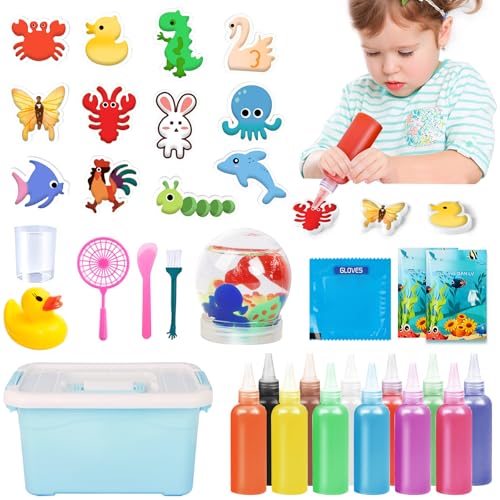 IEEILULU Aqua Gelz Set, Magischer Wasserelfe mit 12 Flaschen Farbgel, 3D Magic Gels mit Aufbewahrungsbox, Magic Water Elf Wassergel Spielzeug für Jungen und Mädchen (Colored-60) von IEEILULU