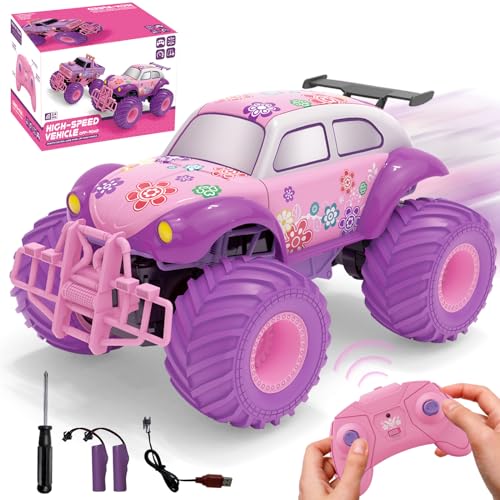 IEEILULU Pink RC Ferngesteuertes, Ferngesteuertes Auto Off-Road, 1/18 Off-Road Käfer Auto mit Windmühle, Geeignet für 3-12 Jungen Mädchen, Ideale Spielzeug Geschenke für Geburtstag (Rosa Käfer) von IEEILULU