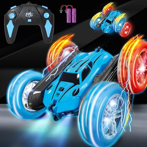 IEEILULU Remote Controlled Car Girls Boys 2.4GHz RC Stunt Car, LED Flashing RC Car, Drift Car Toy with 2 Rechargeable Batteries, Remote Controlled Car Gifts Children from 3-12 Years (Blau) von IEEILULU