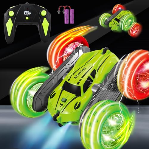 IEEILULU Remote Controlled Car Girls Boys 2.4GHz RC Stunt Car, LED Flashing RC Car, Drift Car Toy with 2 Rechargeable Batteries, Remote Controlled Car Gifts Children from 3-12 Years (Grün) von IEEILULU