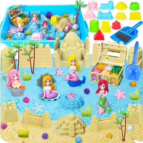 IEEILULU Spielsand Kit, Sand Sandbox Set mit 1kg sand und 41pcs Zubehör, Sand Sandbox Set Kreatives Indoor, Geschenk für Kinder von IEEILULU