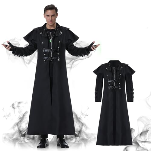 IEEILULU Steampunk Herren Jacke, Gothic Frack Herren Mantel, Mittelalter Retro Renaissance Jacke, Vintage Viktorianischen Smoking Halloween Fasching Karneval Kostüm (Ohne Hut, 2XL) von IEEILULU