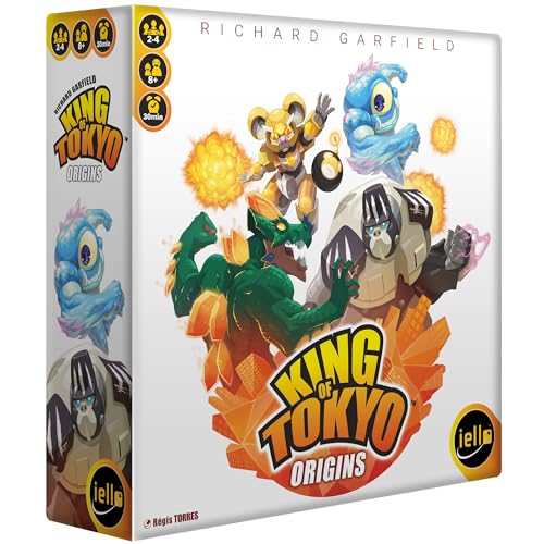 IELLO: King of Tokyo: Origins - Familienfreundliches Würfel- und Strategie-Brettspiel, Kampfmonsters-Roboter-Aliens, 4 neue Monster, ab 8 Jahren, 2-4 Spieler von IELLO