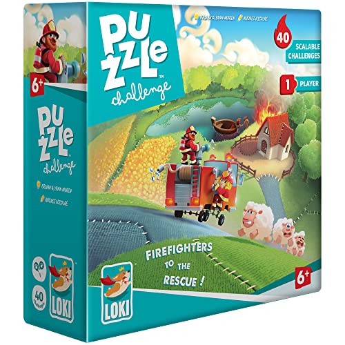 LOKI IELLO IELLO Puzzle-Herausforderung: Feuerwehrleute zur Rettung! - 40 Herausforderungen, Spiele, Lernen, wie man ein Puzzle mit lustigen Zielen erfüllt, Kinderspiel, 1 Spieler, ab 6 Jahren von IELLO