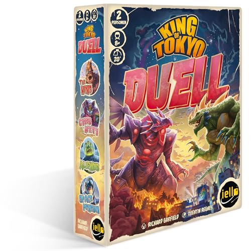 iello | King of Tokyo: Duell | Familienspiel ab 8 Jahren | Strategisches Würfelspiel für 2 Spieler | Spannende Monsterkämpfe mit einzigartigen Superkräften | Spielzeit ca. 30 Minuten von IELLO