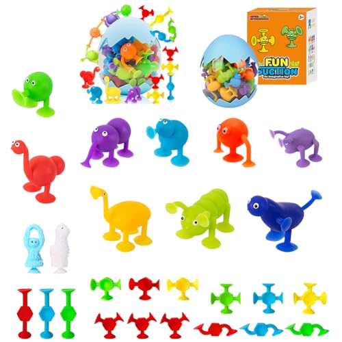 26 Stück Saugnapf Spielzeug, Sensorikspielzeug Silikon Badespielzeug, Saugnapf Spielzeug Badespielzeug, Silikon Bausteine Spielzeug, Badewannenspielzeug, Reisespielzeug, Spielzeuge mit Saugnapf von IFHDO