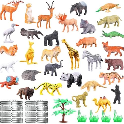 53 Stück Waldtiere Figuren Spielzeug,Wildtiere Spielzeugset Miniatur-Tierspielzeug Tiermodell-SetPandas, Giraffen, Geparden, Zebras, Tiger, Koalas und mehr Lernspielzeug Geschenke für Kinder ab Jahren von IFHDO