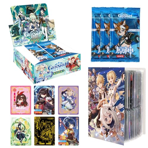 Genshvdfin Imfepact Anime Karten, 160 Stück Gfgenshin Impghbact Sammelkarten mit Sammelkarten Album, Anime Kartenspiel für Fans, Kinder, Teenager und Erwachsene, Cartoon Trading Card Sets von IFHDO