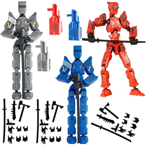 IFHDO 3D Printed Multi-Jointed Movable Figures, T13 Action Figure, Action Figures mit Mehreren Gelenken Figuren Lucky 13 Roboter-Actionfigur Roboter-Actionfigur Desktop Dekorationen 3 Stück von IFHDO