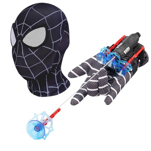 IFHDO Launcher Handschuhe für Spiider Man, Kinder Cosplay Handschuhe aus Kunststoff und Spiiderman-Maske 3D, lustiges Kinder Lernspielzeug, für Halloween Kostüm Weihnachten Geburtstag von IFHDO