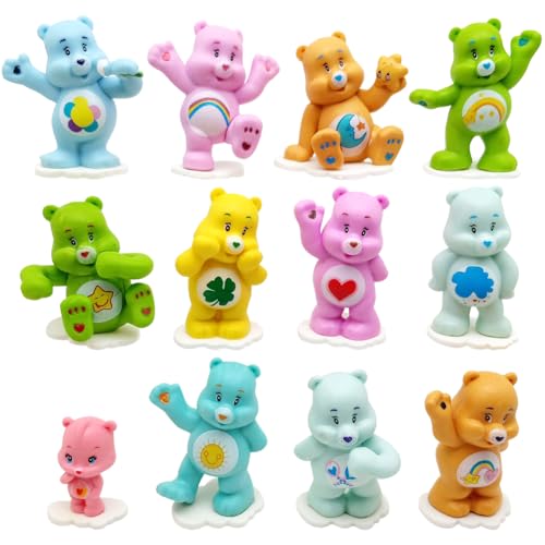 IFHDO Regenbogen-Bär Figürchen Dekoration 12pcs Cartoon Bears Kuchendeko Set Glücks-Bär Ornament Auto-Ornament Bärenfigürine Tortendeko Party Dekoration Cake Topper (Farbe Zufällig) von IFHDO