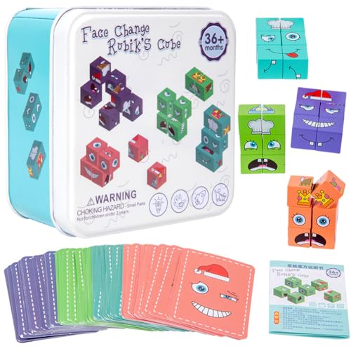 IFHDO Wechselt Gesicht Rubiks Würfel 3D Emoji Blocks Puzzle Magic Cube Rubiks Baustein Spielzeug Bunte Zauberwürfel Baustein Spielzeug Set Face Changing Magic Lernspielzeug für Kinder von IFHDO