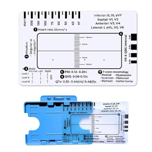 EKG-7-Stufen-Lineal, EKG-7-Stufen-Lineal für EKG/EKG-Interpretation, EKG-Lineal Kunststoff-Lineal-Messwerkzeug, transparentes EKG-Messschieber-Messwerkzeug (1pcs) von IFSLQNX