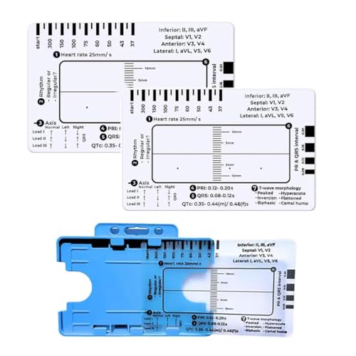 EKG-7-Stufen-Lineal, EKG-7-Stufen-Lineal für EKG/EKG-Interpretation, EKG-Lineal Kunststoff-Lineal-Messwerkzeug, transparentes EKG-Messschieber-Messwerkzeug (2pcs) von IFSLQNX