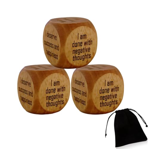 IFSLQNX Handgefertigter Holzwürfel mit positiver Affirmation, Ich werde die Hoffnung annehmen, positiver Würfel, Holzwürfelset mit positiven Affirmationen (3pcs) von IFSLQNX