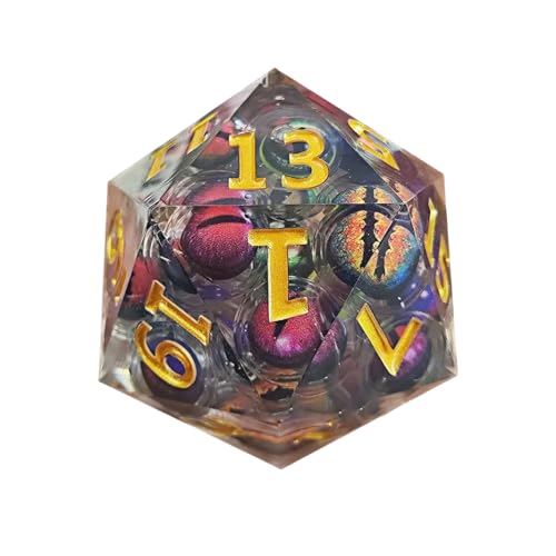 Liquid Dragon Eye D20 Dice 50mm - DND Dragon Eye Dice, Eye Liquid core dice, Handmade Sharp Edge Eyeball Dice for Dungeons and Dragons with Gift Box for Role Playing Game (#A) von IFSLQNX