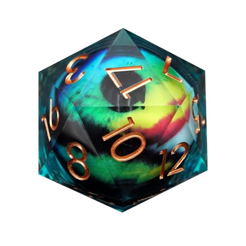 Liquid Dragon Eye D20 Dice 50mm - DND Dragon Eye Dice, Eye Liquid core dice, Handmade Sharp Edge Eyeball Dice for Dungeons and Dragons with Gift Box for Role Playing Game (#B) von IFSLQNX