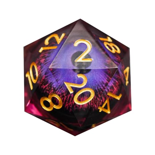 Liquid Dragon Eye D20 Dice 50mm - DND Dragon Eye Dice, Eye Liquid core dice, Handmade Sharp Edge Eyeball Dice for Dungeons and Dragons with Gift Box for Role Playing Game (#C) von IFSLQNX