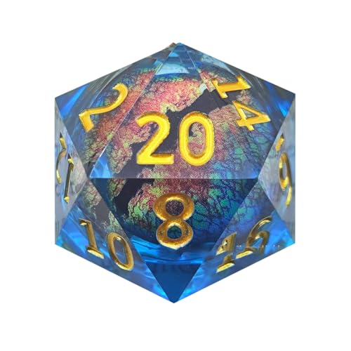 Liquid Dragon Eye D20 Dice 50mm - DND Dragon Eye Dice, Eye Liquid core dice, Handmade Sharp Edge Eyeball Dice for Dungeons and Dragons with Gift Box for Role Playing Game (#D) von IFSLQNX