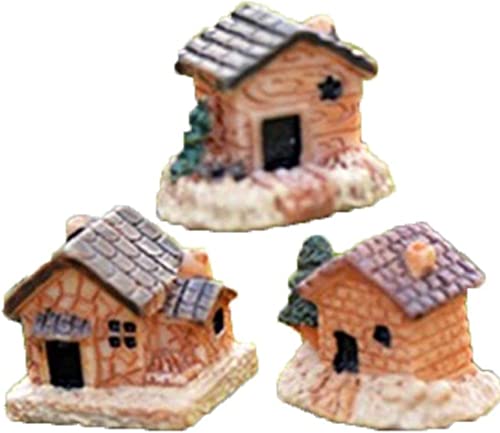 IGGLL Miniatur-Puppenhaus-Bausatz, DIY-Puppenhaus-Bausatz, 3-TLG. Minihaus, Feengarten-Zubehör, Miniatur-Dorfhüttenfigur, DIY-Mikro-Landschaftsdekor-Ornamente von IGGLL