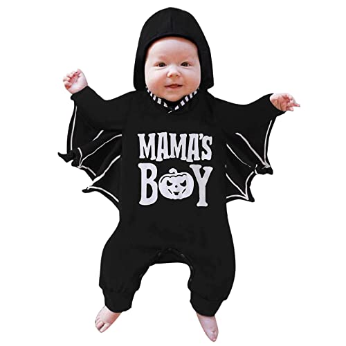 Babykleidung for Mädchen, 12–18 Monate, Neugeborene, Jungen und Mädchen, Halloween-Cartoon-Drucke, Cosplay-Strampelanzug, Säuglingskostüm, Overall, Mütze, Outfits, langer Strampler for Babys(Black-a,7 von IGHSNZUH