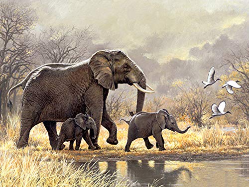 IGHSNZUH 1000 Teile Erwachsene Puzzle Holzpuzzle, Brain Challenge Puzzle-Rollmatte Für Kinder, Tiermuster-Elefant-Gruppe, Puzzle-Sets Für Familie, Eltern-Kind-Spiele, Intelligenz-Puzzles/-/1500 Stüc von IGHSNZUH