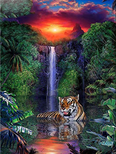 IGHSNZUH 1000 Teile Puzzle Für Erwachsene, Brain Challenge-Puzzlespielzeug Aus Holzlandschaftsserie Für Kinder, Wassertiger-Landschaft, Intelligenzpuzzles, DIY-Eltern-Kind-Spiele, Für Die Wanddekora von IGHSNZUH