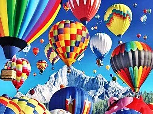 IGHSNZUH 1000 Teile Puzzle Für Erwachsene, Hölzerne Heißluftballon-Landschaftsserie Brain Challenge-Puzzlespielzeug Für Kinder, Schneeberg-Ballonlandschaft-Intelligenzpuzzles, DIY-Eltern-Kind-Spiele von IGHSNZUH