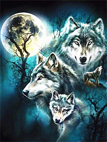 IGHSNZUH 1000-Teiliges Puzzle Für Erwachsene, Tierserie Wolf Im Mondlicht, Familienpuzzleset Aus Holz, Gehirn-Challenge-Puzzlespiele Für Kinder, Puzzlespielzeug Zur Intellektuellen Eltern-Kind-Bildu von IGHSNZUH