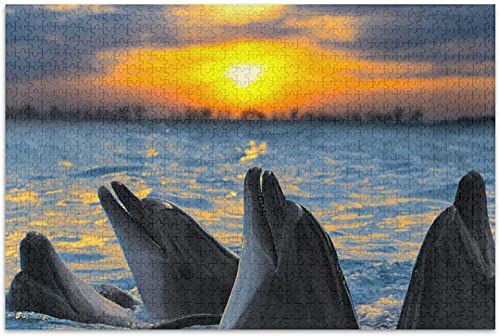 IGHSNZUH 1000-Teiliges Puzzle Für Erwachsene Und Kinder, Niedliches Tier-Delfin-Puzzle, Lernspiele, Heimdekoration von IGHSNZUH