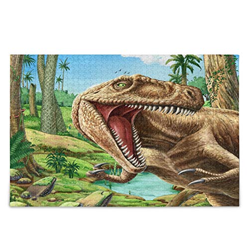 IGHSNZUH 3D-Dinosaurier-Puzzle, Tierdschungel, Wald, 1000 Teile, Puzzle, Pädagogisch, Intellektuell, Dekomprimierend, Lustiges Spiel Für Kinder, Erwachsene, Heim-Wanddekoration von IGHSNZUH