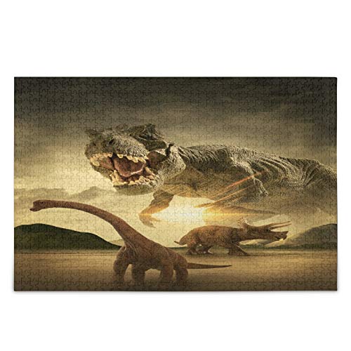 IGHSNZUH 3D-Dinosaurier-Szenen-Puzzle, Bergtier, 1000 Teile, Puzzle, Pädagogisches, Intellektuelles Dekomprimierungsspaßspiel Für Kinder Und Erwachsene, Heimwanddekoration von IGHSNZUH