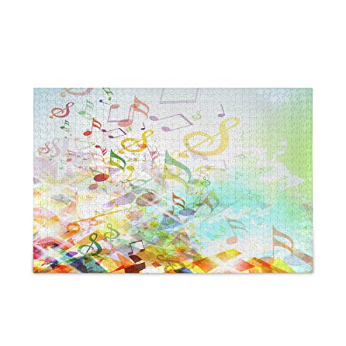 IGHSNZUH 500 Pcs Jigsaw Rätsel Buntes Musik Notizmuster Puzzle, Lustiges Spielzeugfamilienspiel Für Pädagogische Intellektuelle Dekomprimierung/Mehrfarbig/1000Pieces von IGHSNZUH