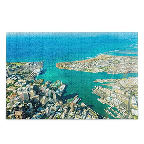 IGHSNZUH Aerial Honolulu City Jigsaw Puzzle Et Flugzeug Perle Harbou 1000 Stück Rätsel Pädagogische Intellektuelle Dekomprimierende Lustige Spiele Für Kinder Erwachsenen Heimwand Dekor von IGHSNZUH