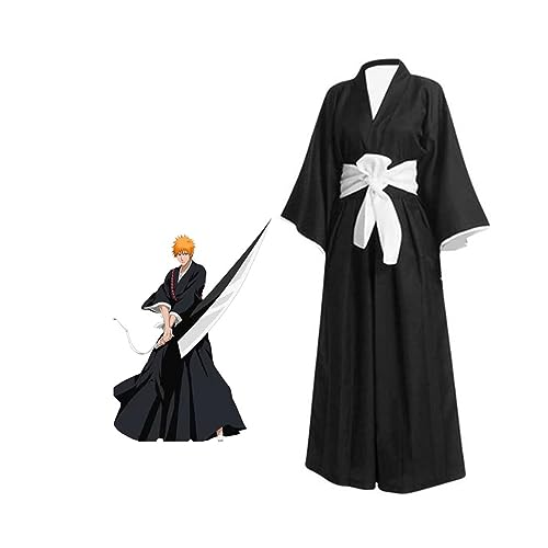 IGHSNZUH Aldult Anime Kurosaki Ichigo Cosplay Kostüm Anime Kimono Set Halloween(2XL) von IGHSNZUH