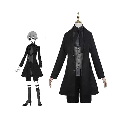 IGHSNZUH Anime Ciel Phantomhive Cosplay Kostüm Männer Shirts Westen Jacken Hosen Halloween Party Outfit Set(XXL) von IGHSNZUH