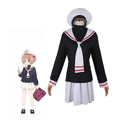 IGHSNZUH Anime Cosplay Kostüm Frauen Schuluniform Kleid mit Hut Halloween Set(2XL) von IGHSNZUH