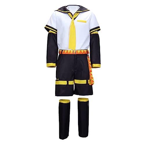 IGHSNZUH Anime Kagamine Rin/Len Cosplay Kostüm Cartoon Charakter Rin Len Sailor Uniform Komplettes Set Halloween JK Dress Up Set for Frauen Männer(Kagamine Len,2XL) von IGHSNZUH