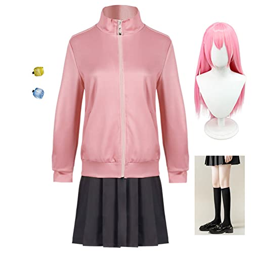 IGHSNZUH Bocchi the Rock Cosplay Anime Goto Hitori Cosplay Kostüm Outfit Halloween Dress Up Outfits for Erwachsene(Goto Hitori Includes Wig-1,2pcs) von IGHSNZUH