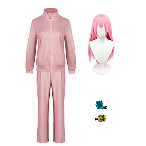 IGHSNZUH Bocchi the Rock Cosplay Anime Goto Hitori Cosplay Kostüm Outfit Halloween Dress Up Outfits for Erwachsene(Goto Hitori Includes Wig-2,2pcs) von IGHSNZUH