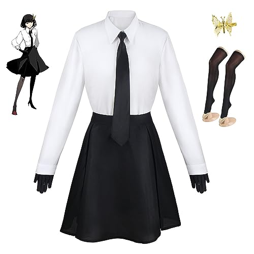 IGHSNZUH Bungo Stray Dogs Cosplay Kostüm Nakahara Chuuya Uniform Outfit Set for Erwachsene Halloween Kostüme Karneval Party Outfit(Akiko Yosano,2pcs) von IGHSNZUH