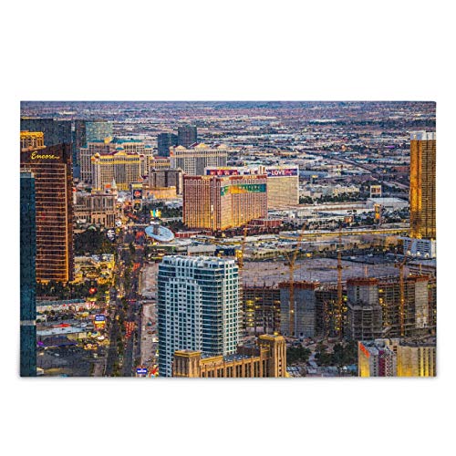 IGHSNZUH City of Las Vegas Nevada Puzzle Puzzle Nachtlichter Amerikanisches Gebäude 500 Stücke Rätsel Lernte Intellektuell Dekomprimierende Lustige Spiele Für Kinder Erwachsene Home Wall Decor von IGHSNZUH