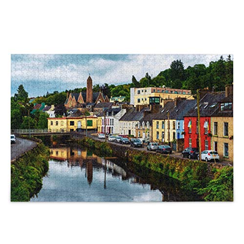 IGHSNZUH Donegal Ireland Bunte Häuser Jigsaw Puzzle Lake Tree Pflanze 500 Stück Rätsel Pädagogische Intellektuelle Dekomprimierende Lustige Spiele Für Kinder Erwachsene Home Wanddekoration von IGHSNZUH